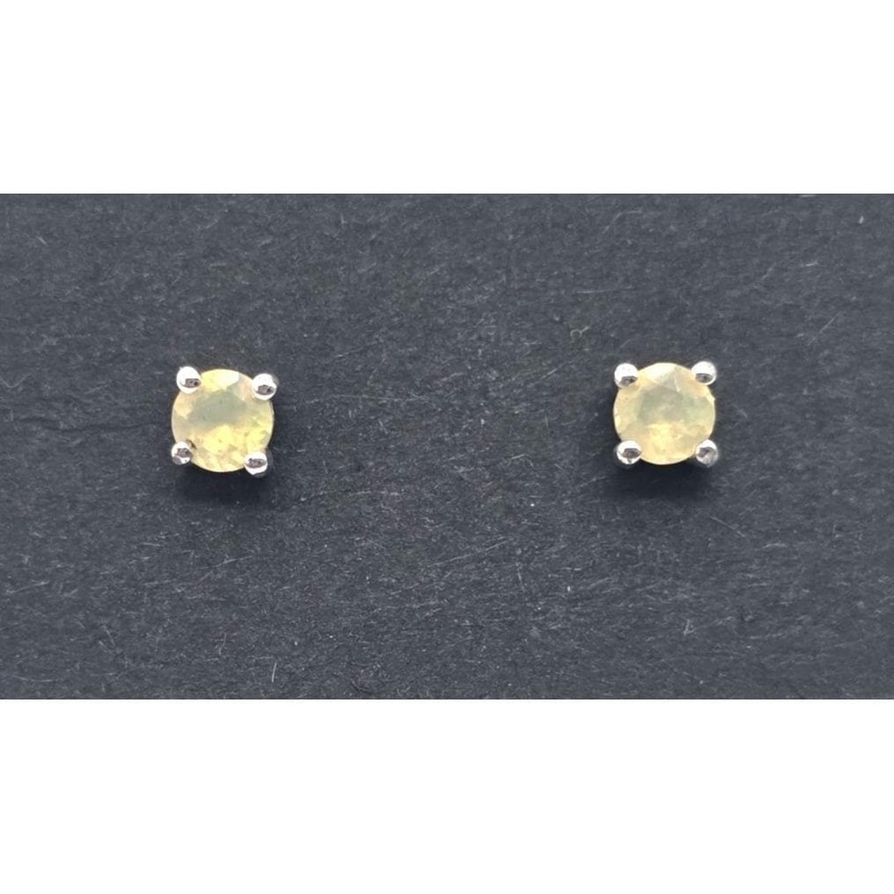 Genuine Ethiopian Fire Opal Earrings Stud Sterling Silver 3.5 mm Round Faceted